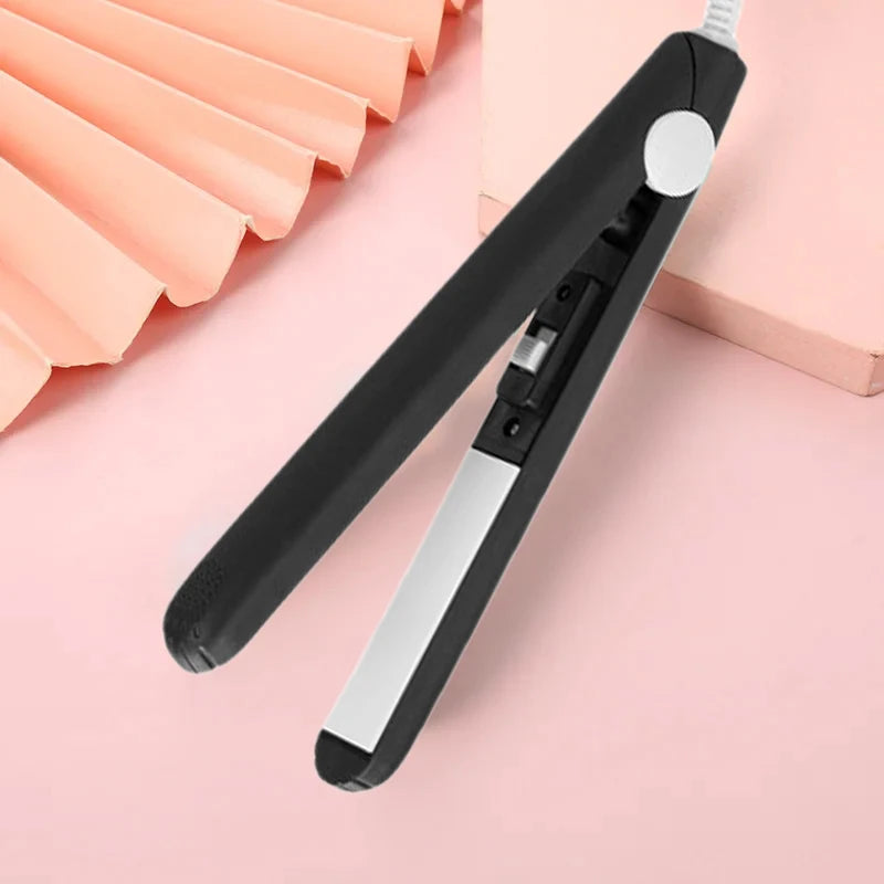 YIBER Mini Ceramic Hair Straightener & Curler | Travel Flat Iron Hair Straightener Curler SWANS Black HOT EU