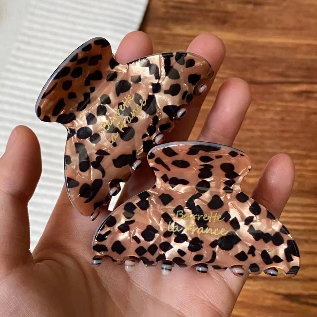 Leopard Print Hair Claw Clip – Large Acrylic French Barrette Hair Claw Clip SWANS