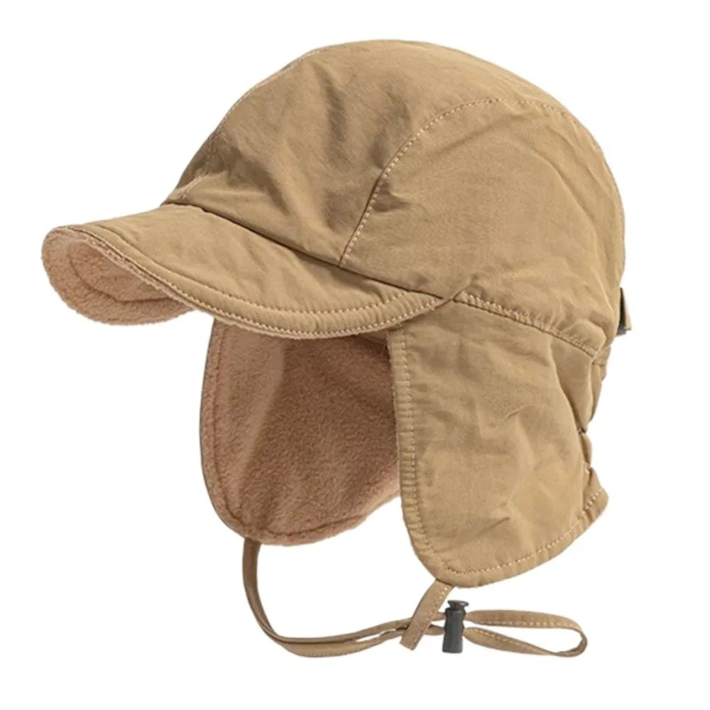 Windproof Velvet Bomber Hat – Unisex Winter Ear Flap Trapper Winter Bomber Hat SWANS Khaki