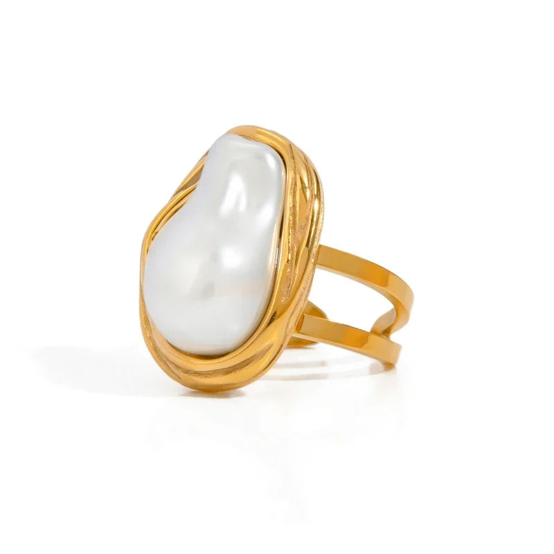 Women's Pearl Gold Stainless Steel Ring – Fashion Jewelry Fashion Ring SWANS
