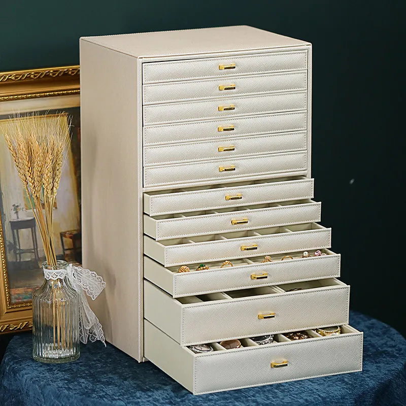 12-Layer European Jewelry Organizer Box – Rings, Necklaces & More Jewelry Organizer Box SWANS