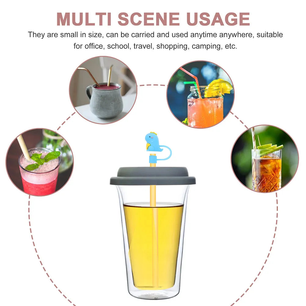 6-Pack Cute Cartoon Silicone Straw Covers & Caps | Reusable Straw Cover Caps SWANS