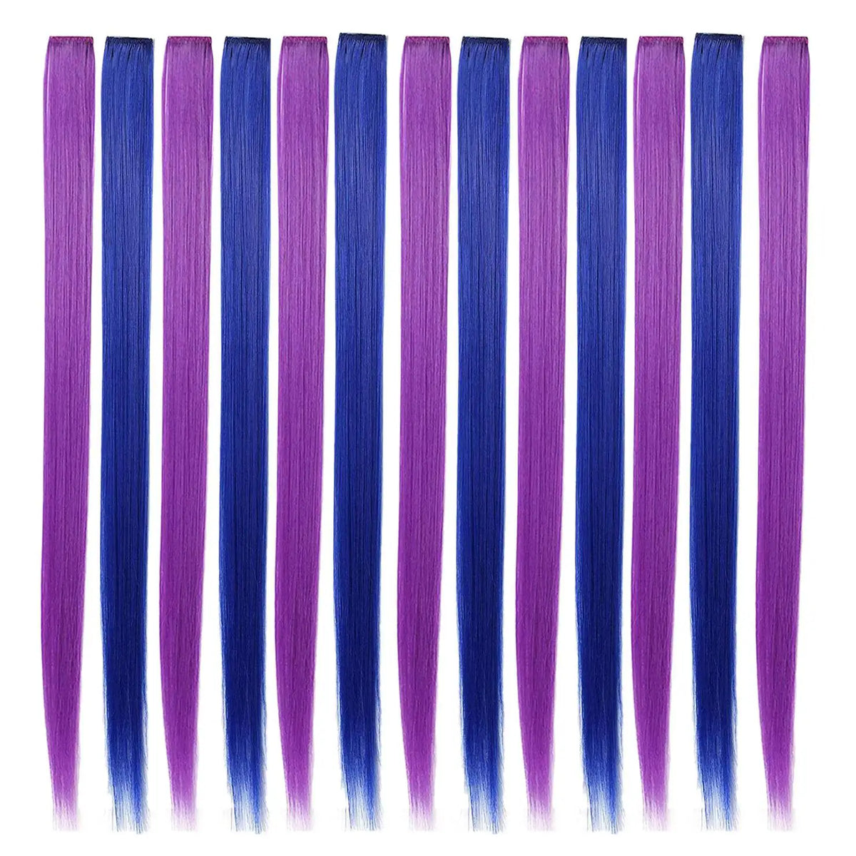 13-Piece Colorful Clip-In Hair Extensions 55cm Straight Synthetic Clip-In Hair Extensions SWANS Purple Blue NONE