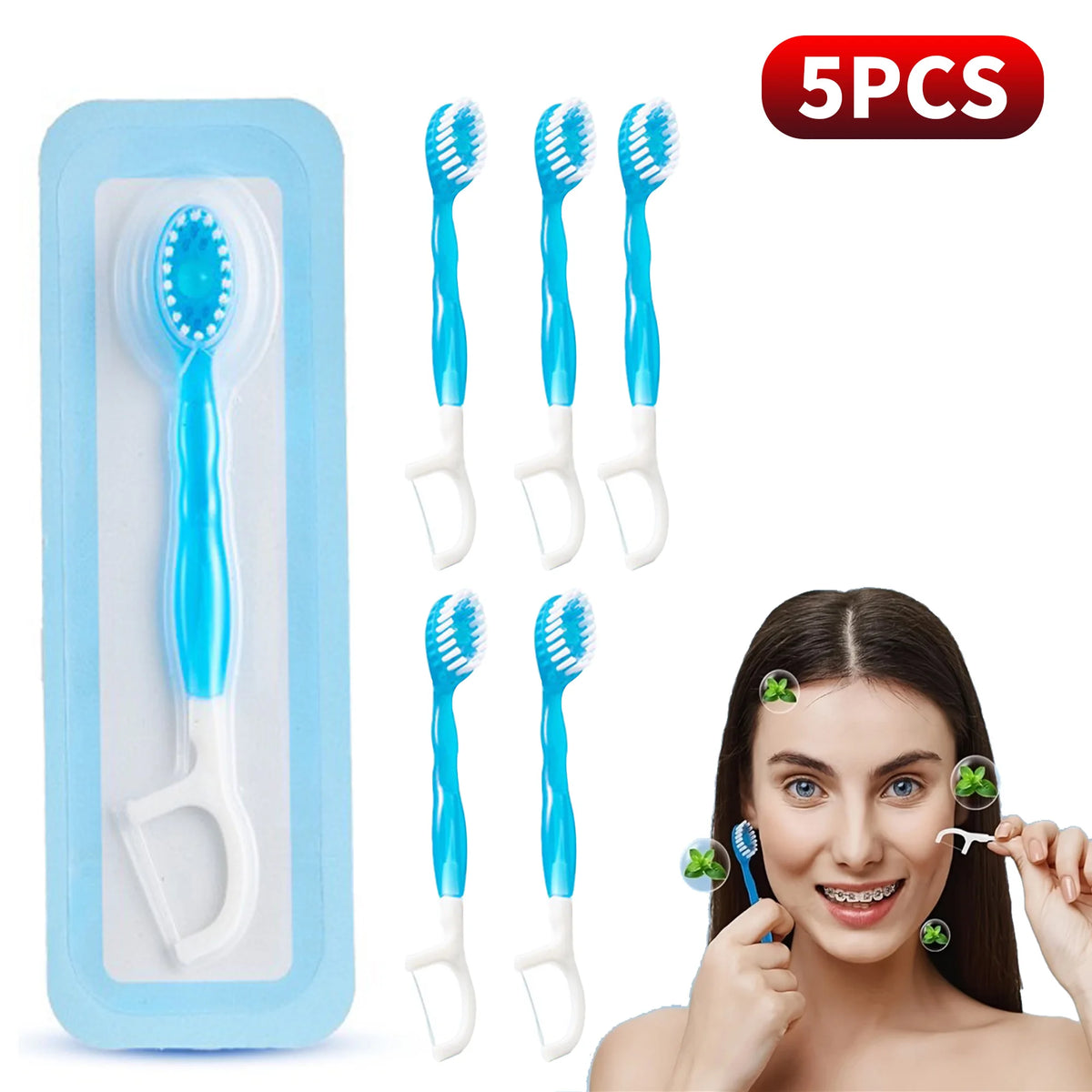 SWANS Mint Bead Travel Toothbrush – 5-in-1 Mini Brush Travel Toothbrush SWANS BZ 5 Mint Single