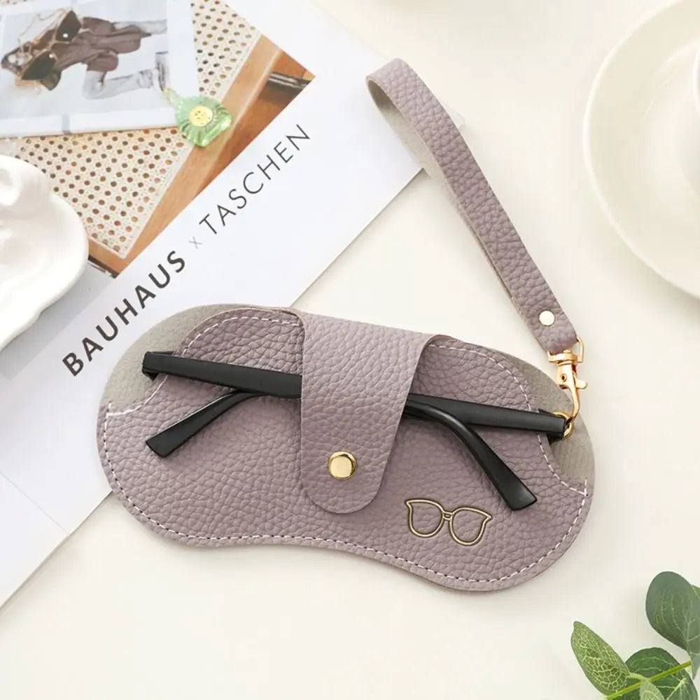Leather Sunglasses Pouch – Lychee Pattern Case & Wrist Strap Eyewear Case SWANS