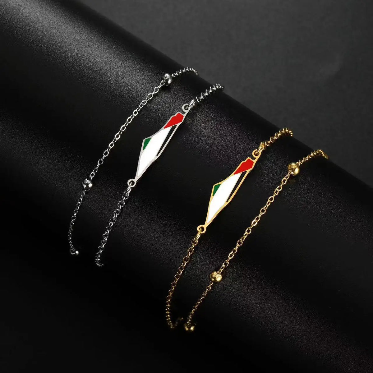 Palestine Map Chain Bracelet – Layered Metal Fashion Jewelry Fashion Bracelet SWANS
