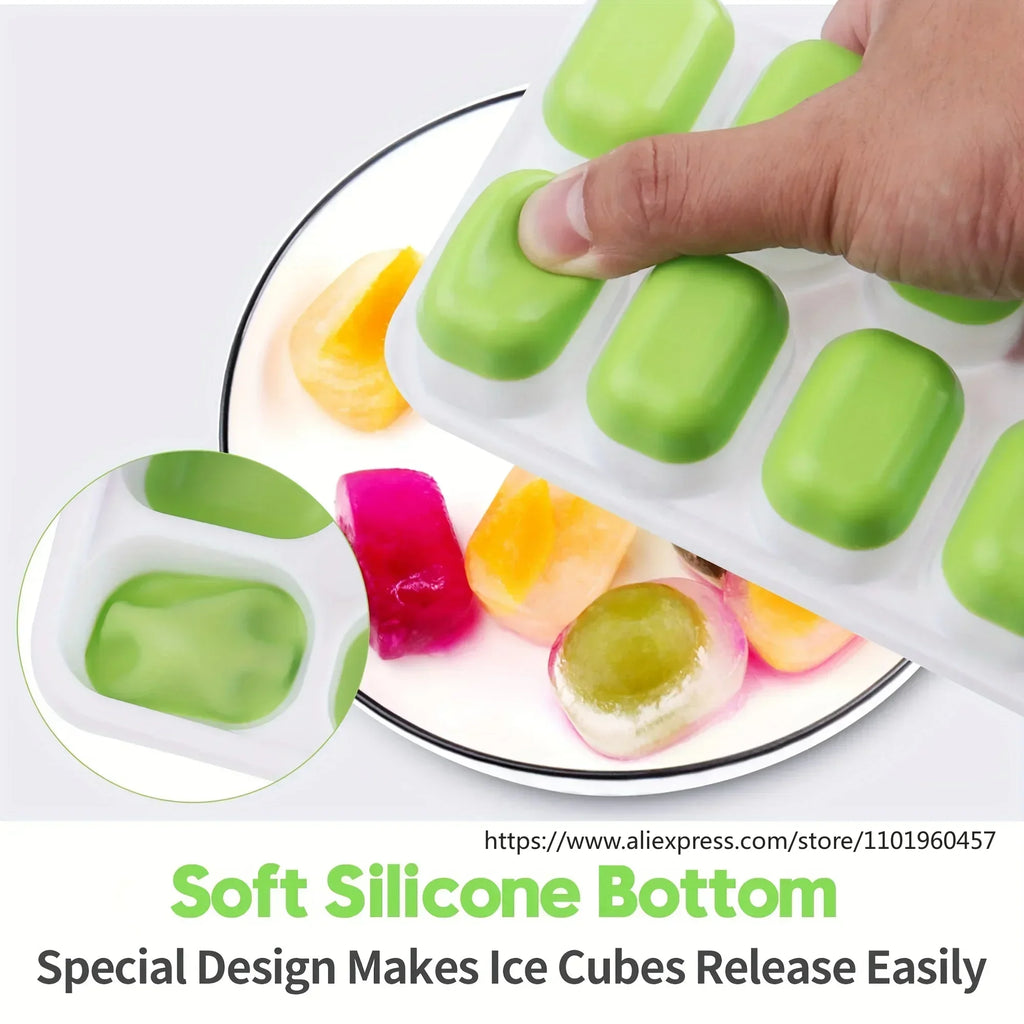 Silicone Ice Cube Mold – Stackable Tray with Spill-Proof Lid Silicone Ice Tray SWANS