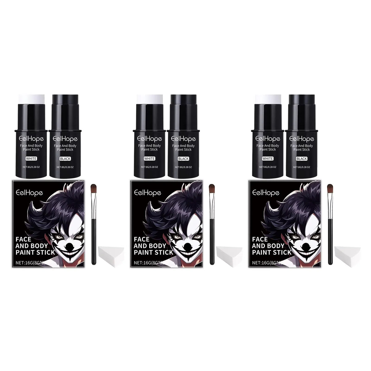 Eelhope Face & Body Paint Kit – Waterproof Halloween Makeup Face & Body Paint SWANS 3sets boxes