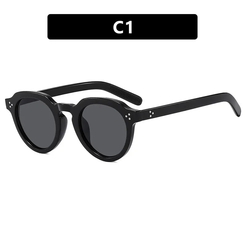 TOYEARN Vintage Rivet Punk Sunglasses UV400 Women Men Punk Sunglasses SWANS Black Black