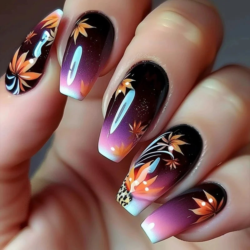 SWANS Green Lightning Press-On Nails Mid-Length Square 24pc Press-On Nails SWANS