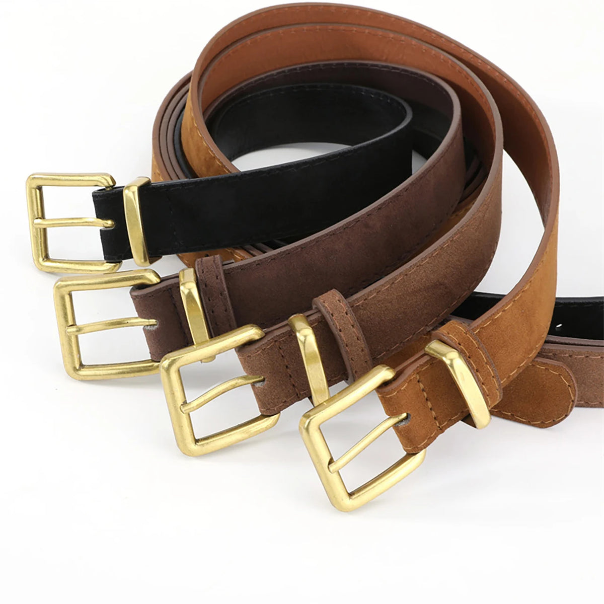 FAITOLAGI Women's Wide Suede PU Belt – Classic Pin Buckle Fashion Belt SWANS