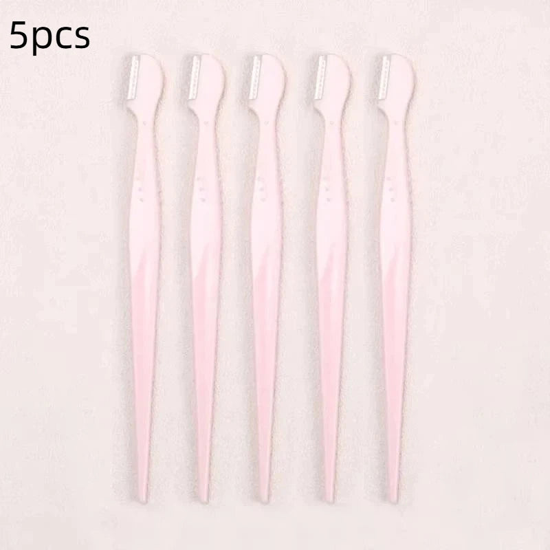 Stainless Steel Eyebrow Trimmer Set – Round Head 2/3/5 Pcs Eyebrow Trimmer Set SWANS 5pcs Light pink