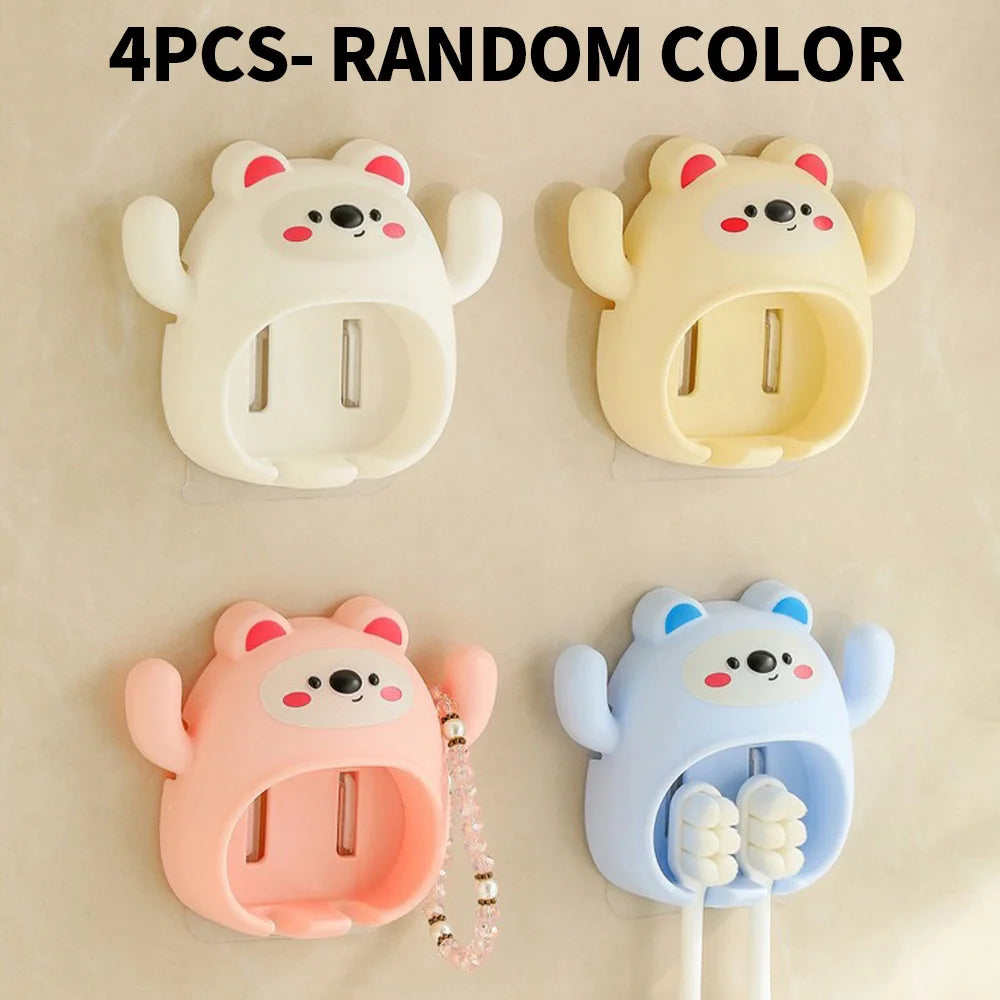 SWANS No-Drill Adhesive Toothbrush Holder – 1, 2 & 4 Slot Toothbrush Holder SWANS 4PCS