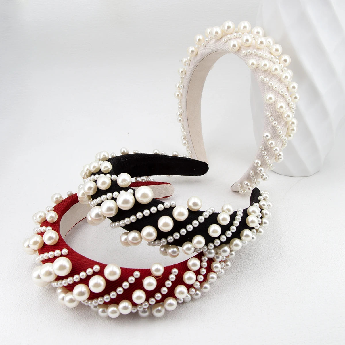 Baroque Simulated Pearl Wide Headband – Women's Hair Accessory Pearl Headband SWANS