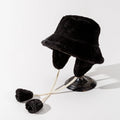 Women's Fluffy Faux Fur Bucket Hat – Warm Winter Fisherman Cap Winter Bucket Hat SWANS black one size