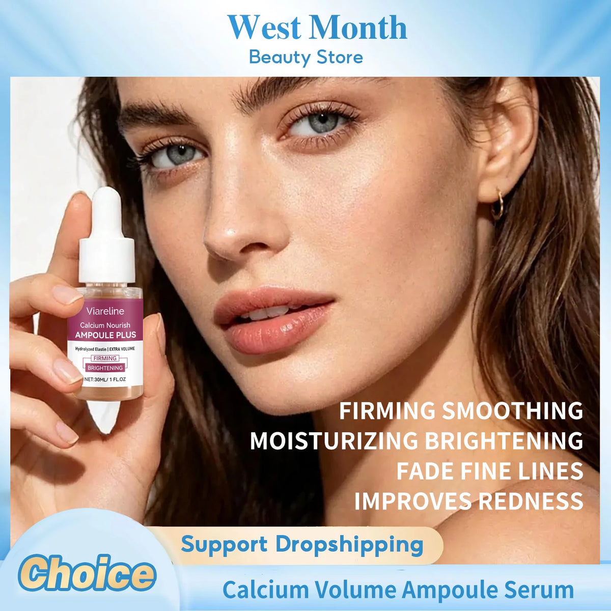 VIARELINE Calcium Ampoule Serum – Firm, Brighten & Hydrate 30ml Facial Serum SWANS