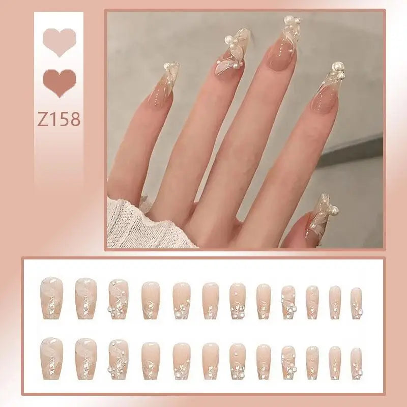 Press-On French Tip Acrylic Nails – 24pc Short Fake Nail Set