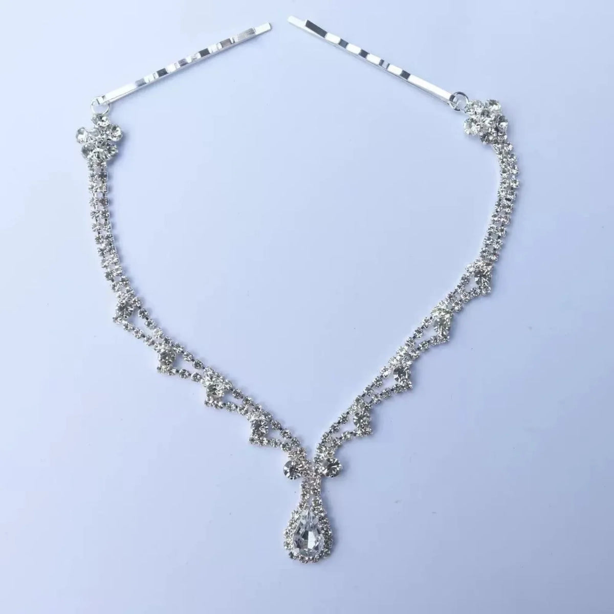 Silver Rhinestone Bridal Headband – Boho Crystal Forehead Piece Bridal Hair Accessory SWANS silver