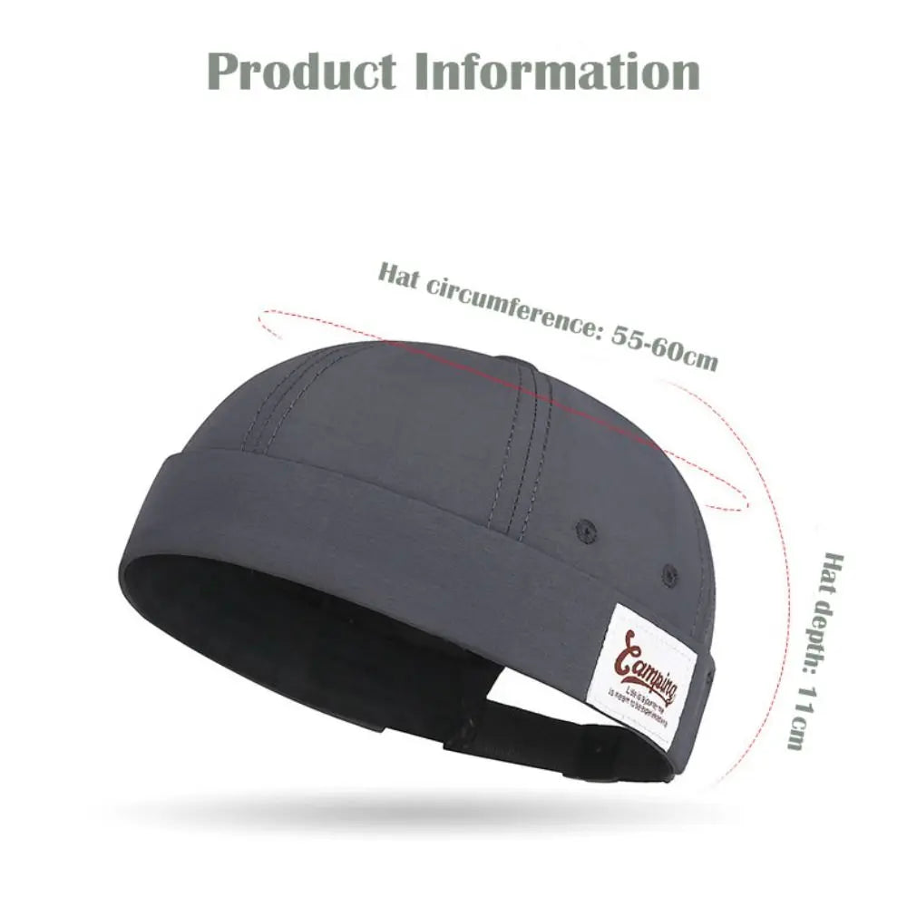 Retro Brimless Docker Cap – Adjustable Breathable Skullcap Docker Cap Hat SWANS
