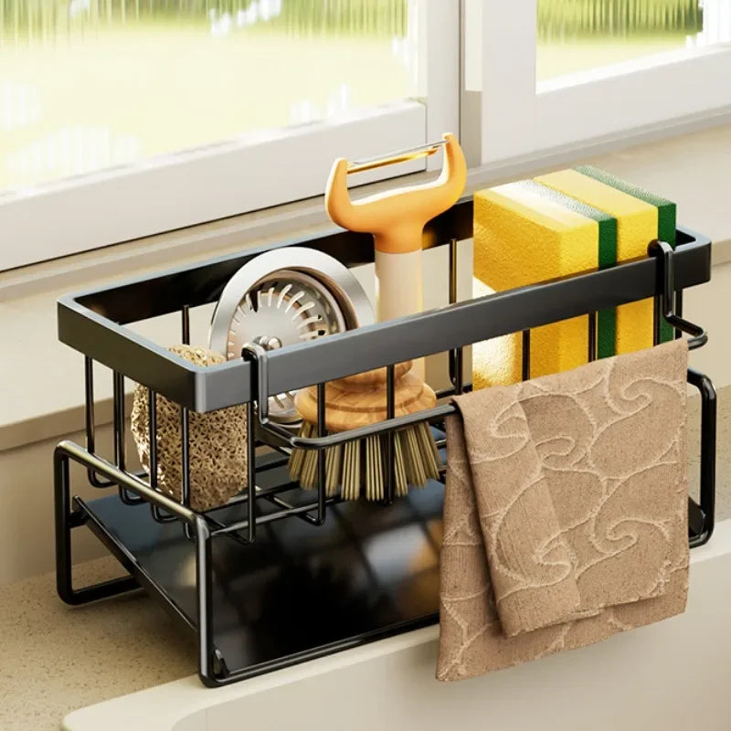 SWANS Kitchen Sink Caddy – Sponge & Soap Organizer with Drain Sink Caddy Organizer SWANS
