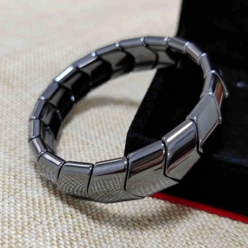 Natural Hematite Beaded Bracelet – Unisex Elastic Charm Bangle Beaded Charm Bracelet SWANS
