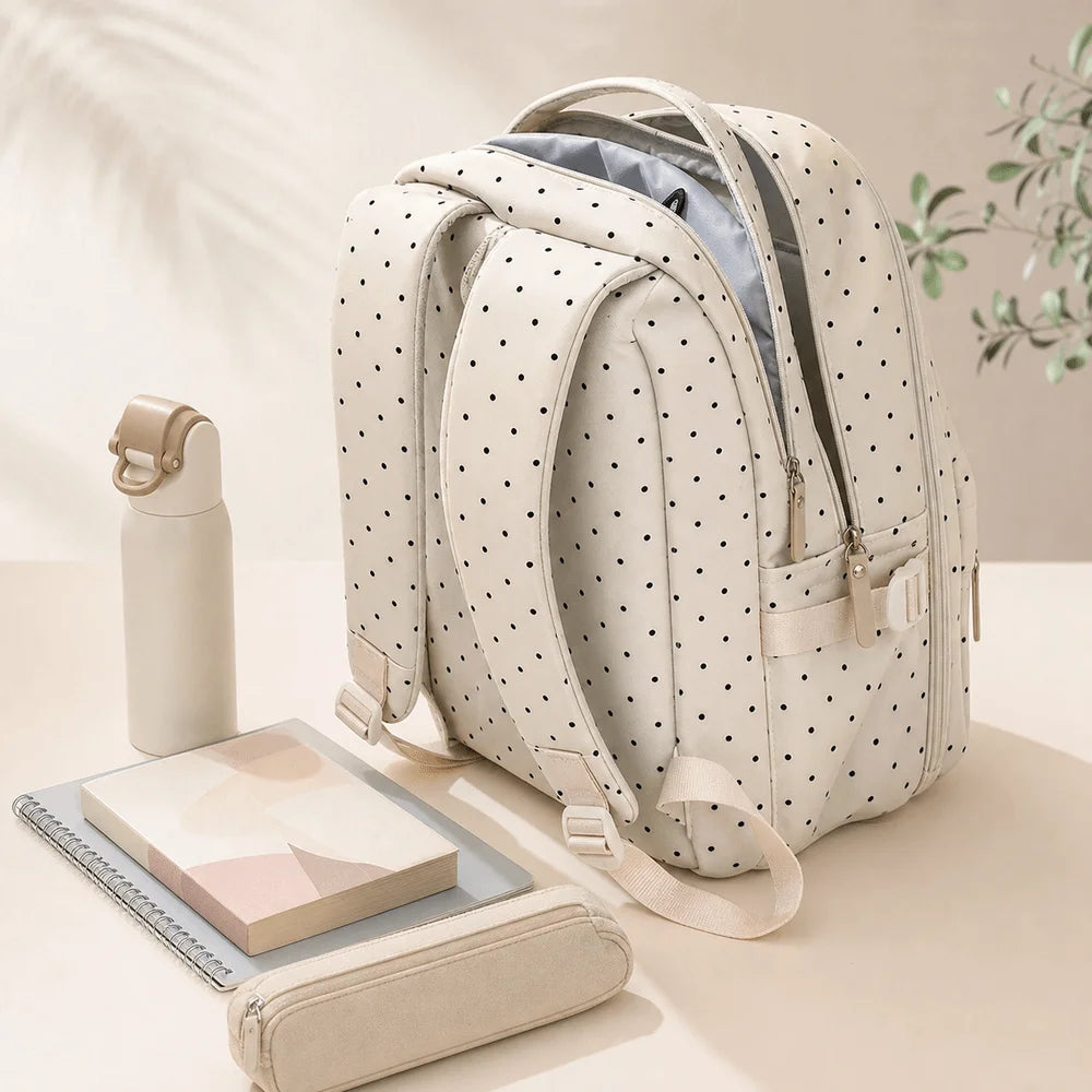 Nylon Polka Dot Backpack – Large Capacity Waterproof Daypack Nylon Backpack SWANS