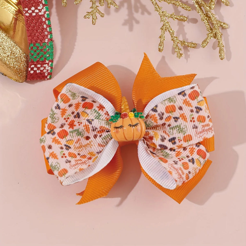 Thanksgiving Turkey Glitter Bow Hair Clip for Toddler Girls Holiday Hair Clip SWANS