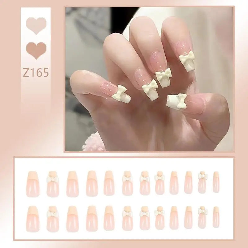 Press-On French Tip Acrylic Nails – 24pc Short Fake Nail Set