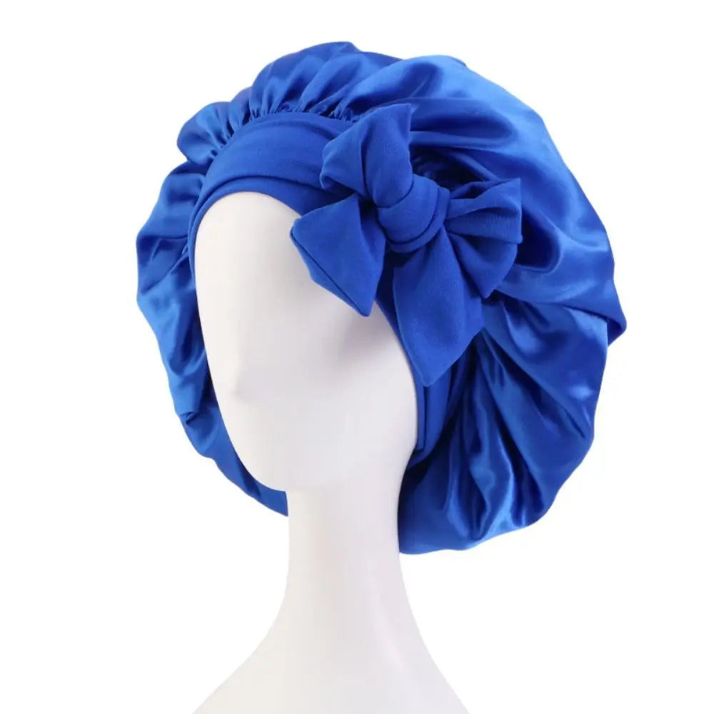 Satin Sleep Cap Turban Bonnet Wide Headband | Hair Care Satin Sleep Bonnet SWANS royal blue