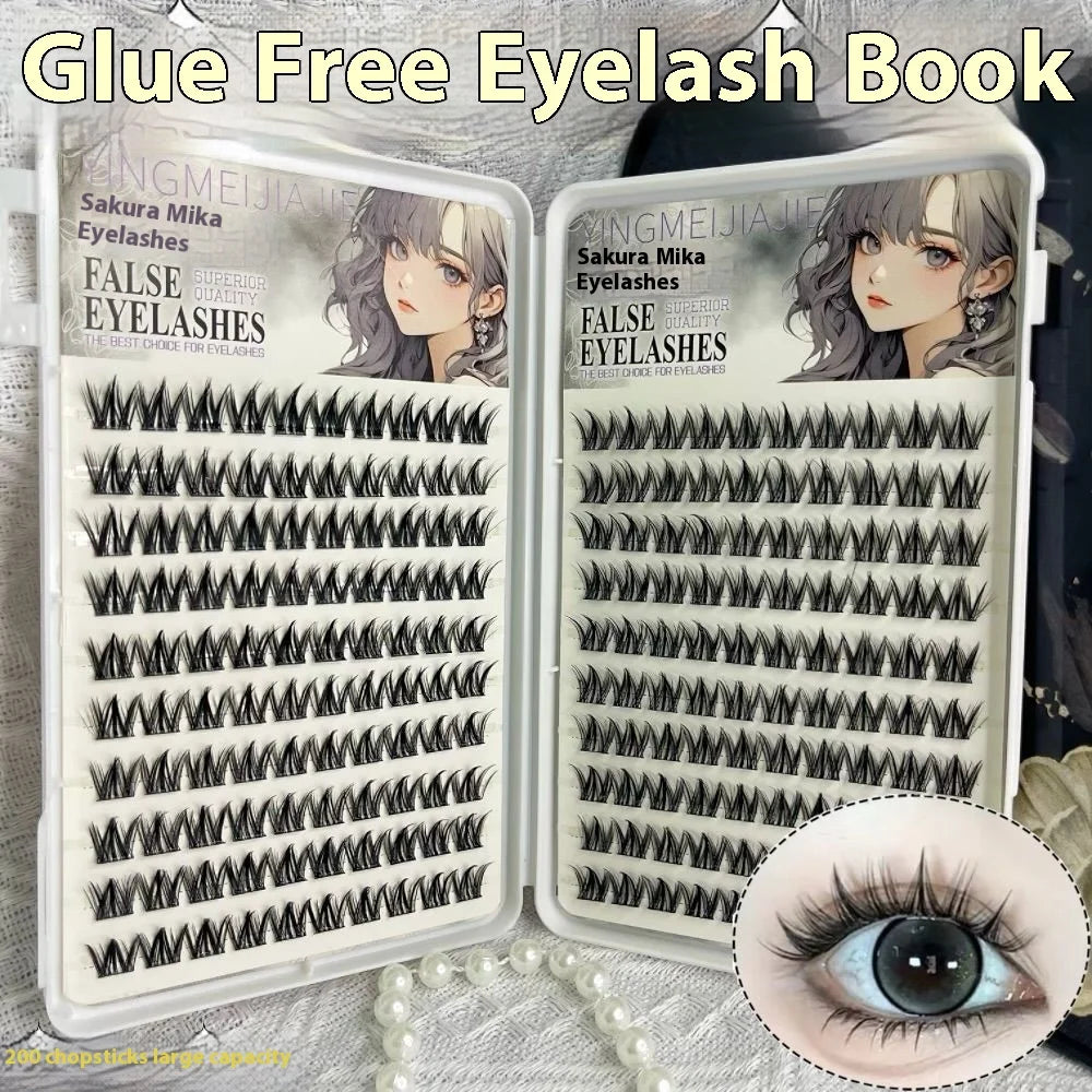 Self-Adhesive Glueless False Eyelashes – Fluffy Fox Eye False Eyelashes SWANS D C 0.05mm|MIX