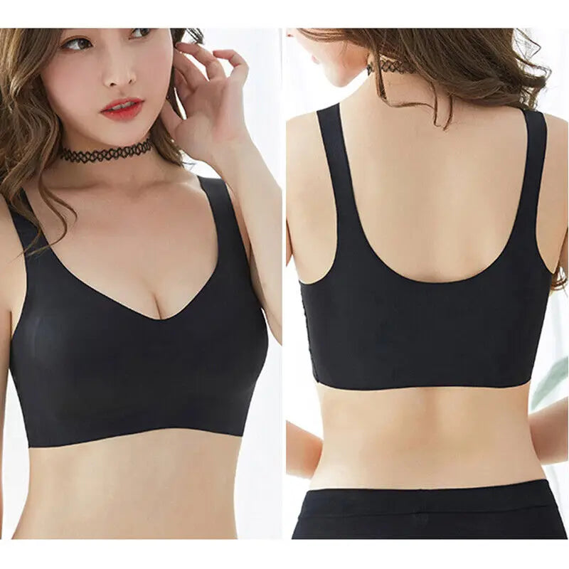 Women's Seamless Wire-Free Bralette – Removable Pad Ice Silk Bra Seamless Bralette SWANS