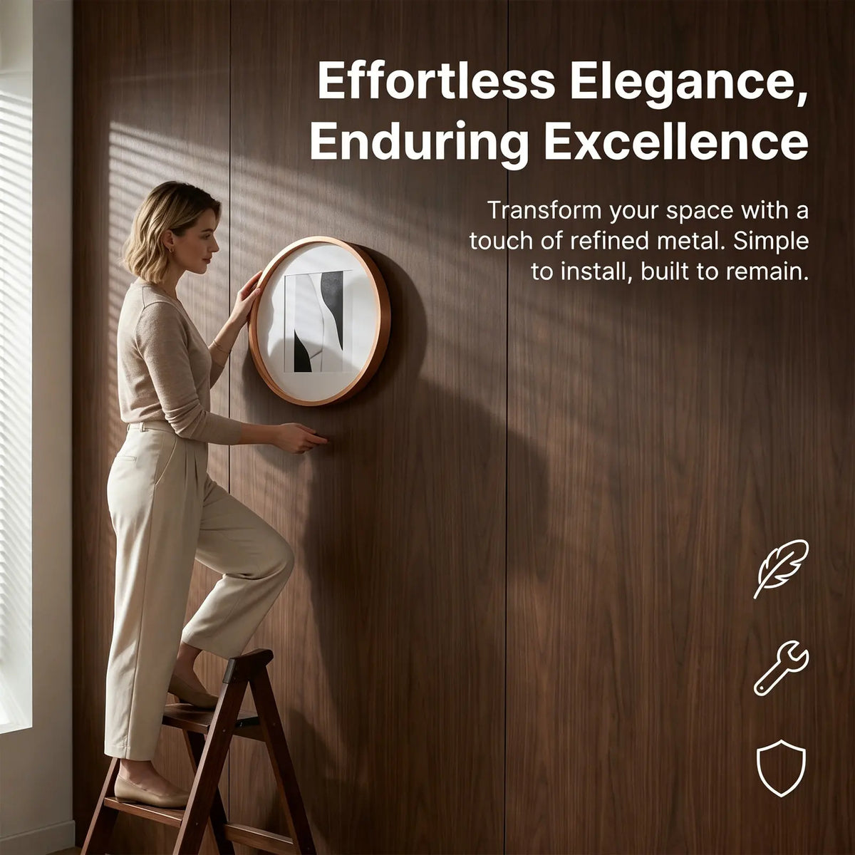 Round Aluminum Alloy Wall Picture Frame – Brushed Metal Finish Round Picture Frame SWANS