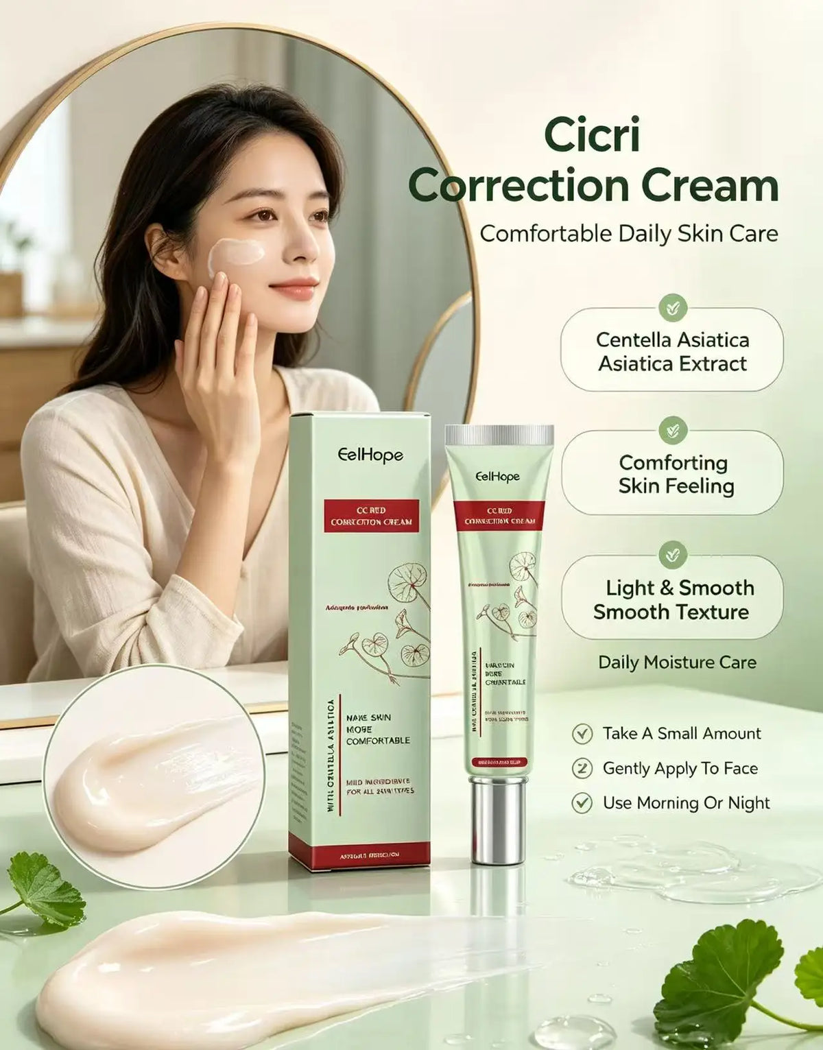 Zephoco Cica CC Cream – Color Correcting Tinted Foundation CC Cream Foundation SWANS