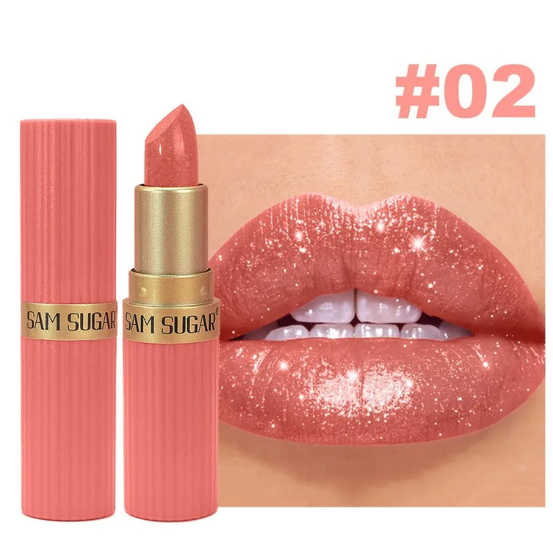 Pearlescent Glitter Lipstick – Waterproof Metallic Shimmer Gloss Shimmer Lipstick SWANS 02