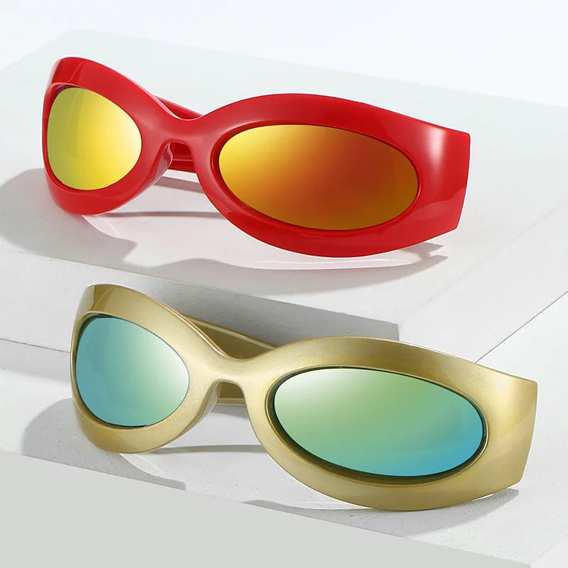 TOYEARN Y2K Punk Cat Eye Sunglasses UV400 Mirror – Unisex Cat Eye Sunglasses SWANS
