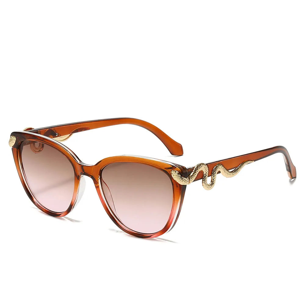 Y2K Cat Eye Sunglasses Gold Snake UV400 Gradient Shades Cat Eye Sunglasses SWANS Tea Tea Pink