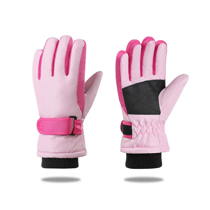 Kids Winter Ski Gloves Waterproof Fleece Lined | Ages 3–15 Kids Winter Gloves SWANS Pink 5-9Y