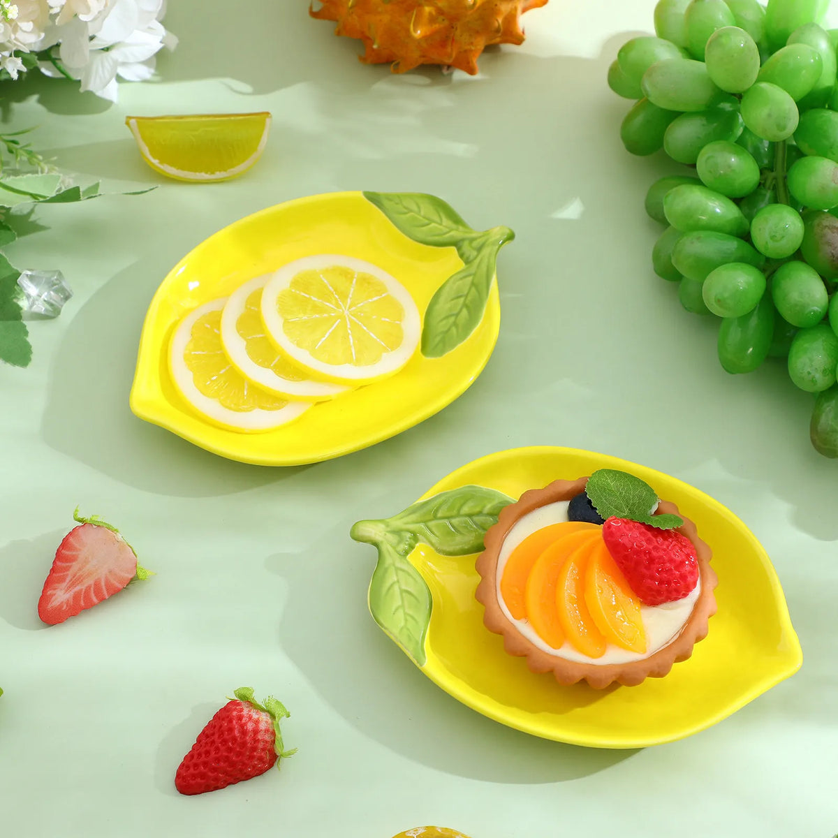 5-Pack Ceramic Lemon Serving Dishes – Snack & Dessert Plates Ceramic Serving Dish SWANS