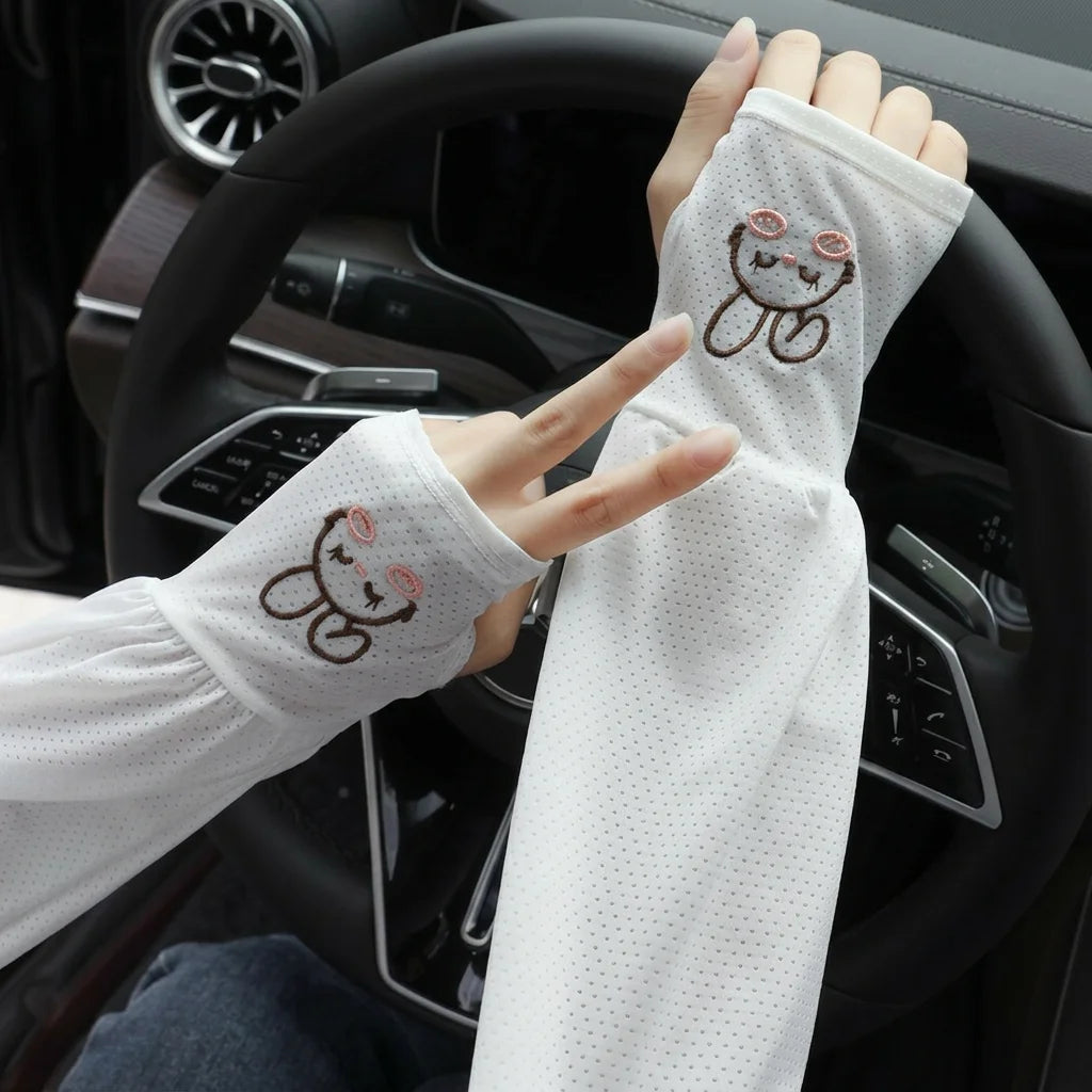 Ice Silk UV Arm Sleeves – Cute Bunny Cooling Sun Sleeves UV Arm Sleeves SWANS