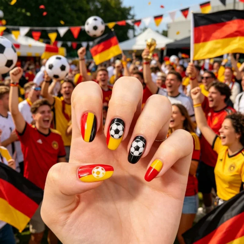 Germany Soccer Press-On Nails – Removable False Nails Set Press-On Nails SWANS