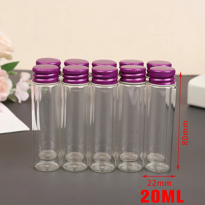 10-Pack Mini Glass Jars with Screw Cap – 5ml to 26ml Vials Mini Glass Storage Jars SWANS 22x80mm20ML