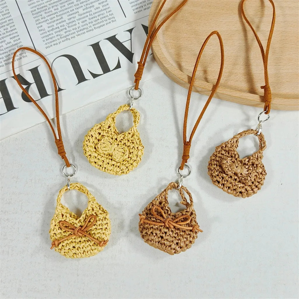 Handmade Crochet Bag Charm – Faux Suede Bow Pendant Keychain Bag Charm Pendant SWANS