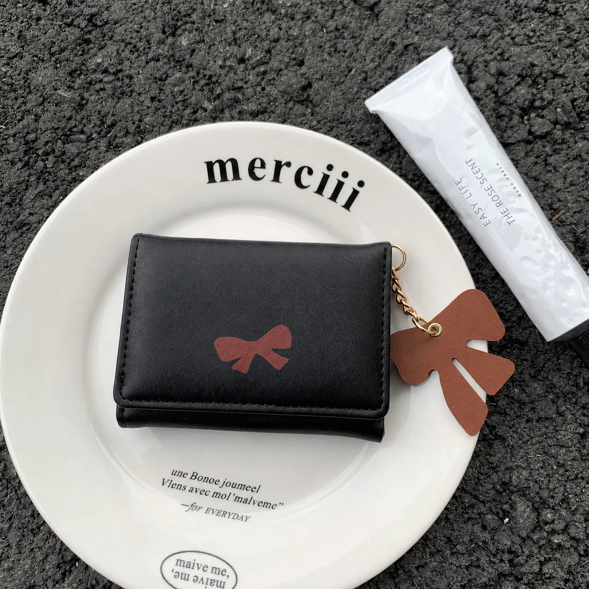 Women's Tri-Fold Coin Purse – Cute PU Wallet with Bow Charm Women's Wallet SWANS