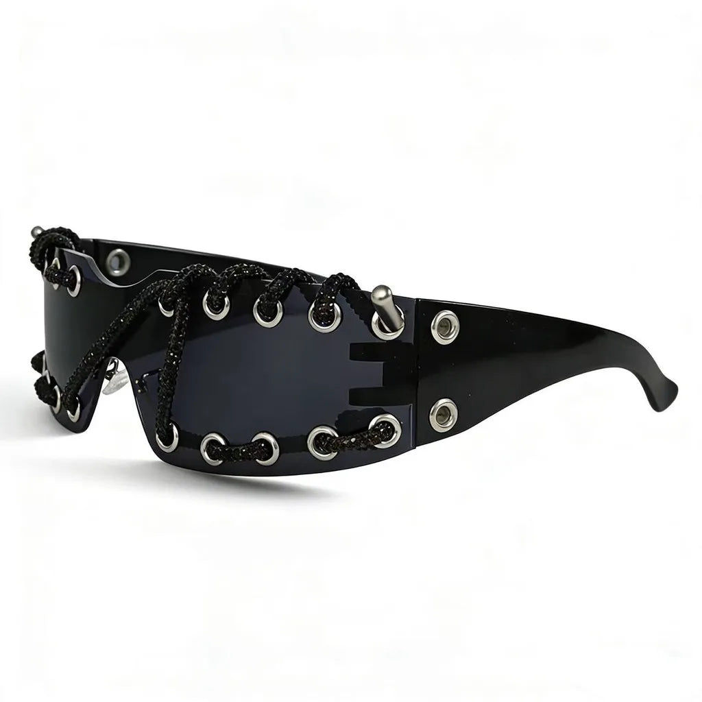 Y2K Wide Shield Sunglasses UV400 Polarized Unisex Shield Sunglasses SWANS Black