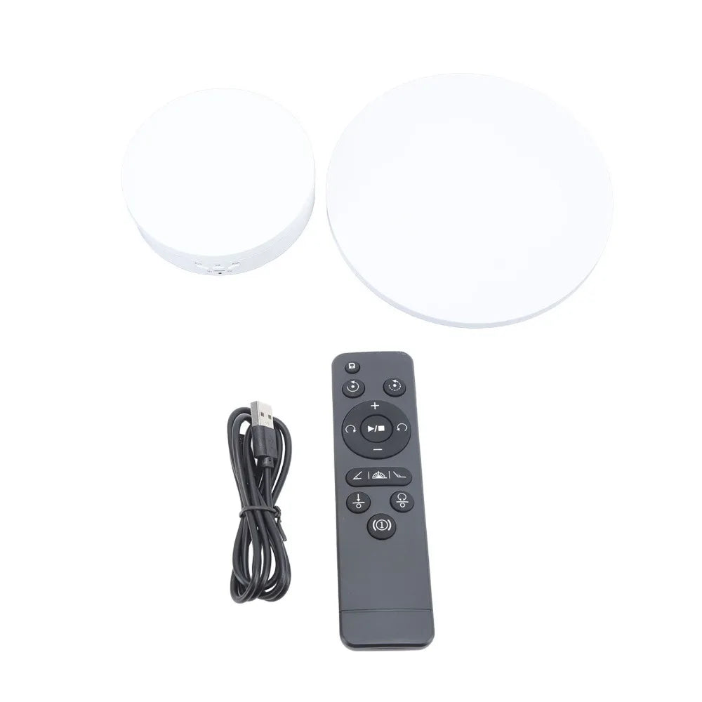 Motorized 360° Rotating Display Stand with Controller & Cover Motorized Display Stand SWANS White