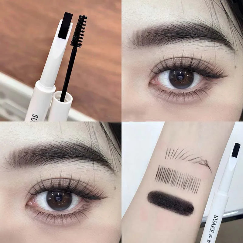 2-in-1 Eyebrow Pencil & Tint Mascara – Waterproof Feathery Brows Eyebrow Pen SWANS 03 black