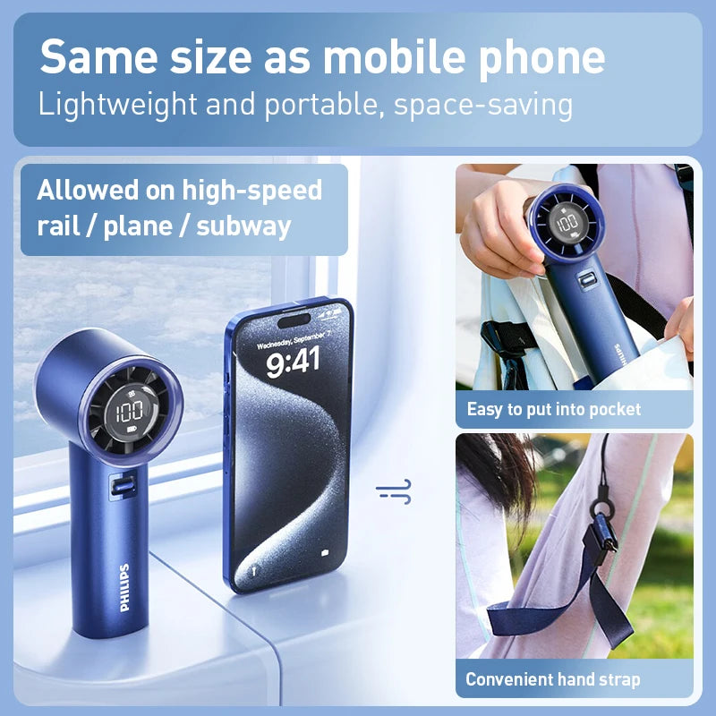 Philips Portable Handheld Fan 5000mAh Metal Shell USB-C 100-Speed Portable Handheld Fan SWANS