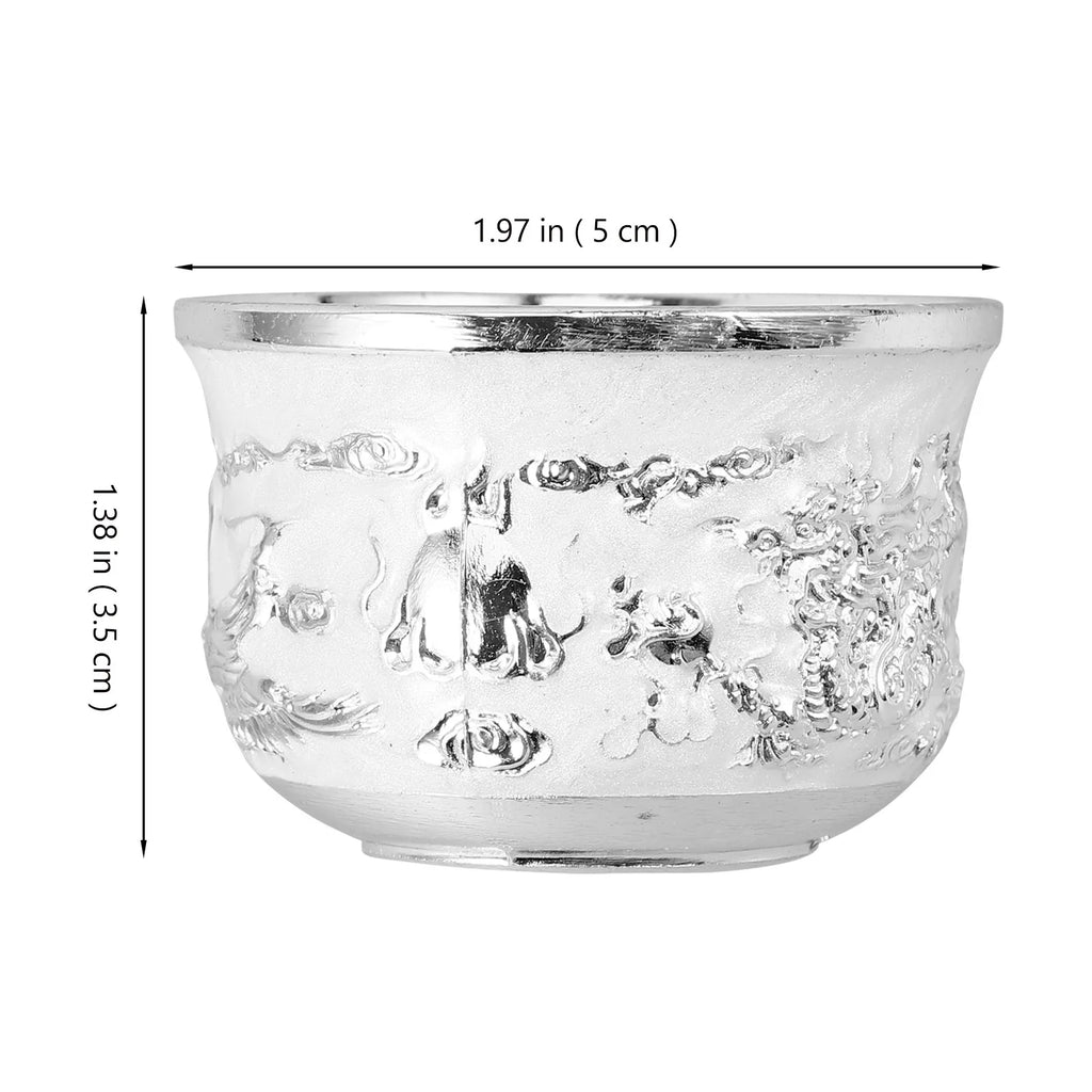 Retro Zinc Alloy Metal Teacup – Vintage Chinese Style Small Cup Metal Teacup SWANS