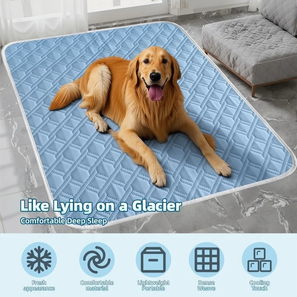 Dog Cooling Mat – Ice Fabric Bed Pad for All Dog Sizes Pet Cooling Mat SWANS