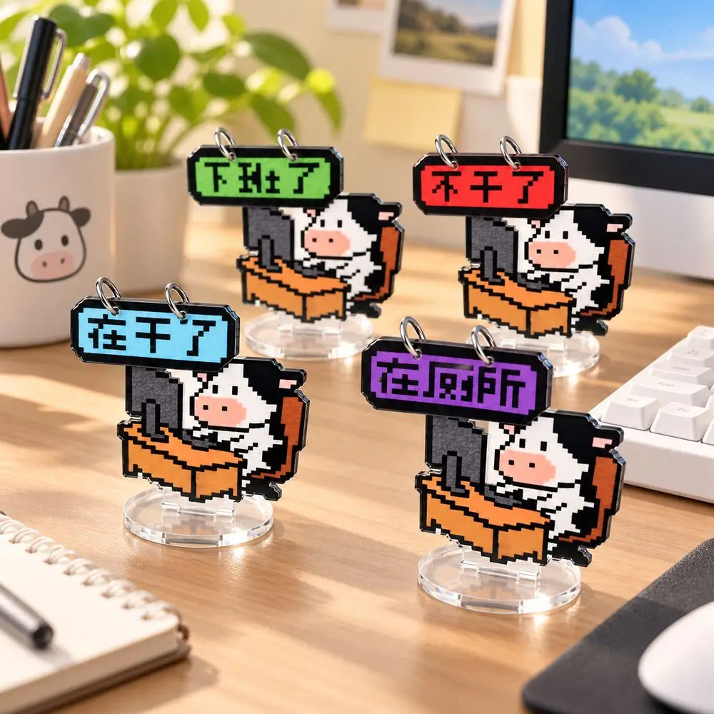 Acrylic Pixel Cartoon Flip Sign – Reversible Double-Sided Desk Plaque Desk Flip Sign SWANS